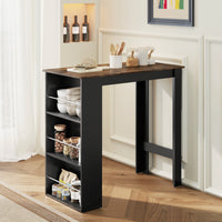 Modern Bar Table, Counter Height Dining Table with 3 Storage Shelves for Kitchen, Dining Room, Living Room, Rustic Brown