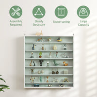 7-Tier Display Cabinet, Shot Glass Display Case, Glass Curio Cabinet with 2 Glass Doors and 6 Adjustable Shelves, White