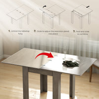 55" Extendable Dining Table for 4-6 Person, Kitchen Table with PU Handle and Felt Pads for Small Spaces, Grey