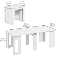 23.6"-70.9" Extendable Dining Table for 6-8 People, Space-Saving Rectangular Kitchen Table for Small Spaces, Dining Room, Kitchen, Living Room, White
