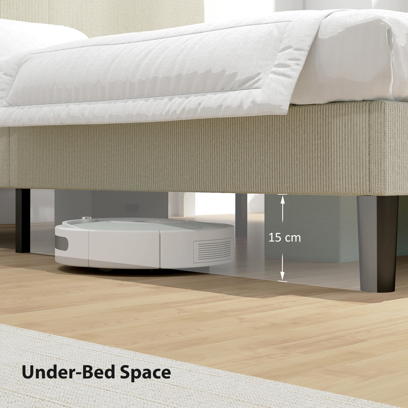 Queen Size Bed Frame with Adjustable Upholstered Headboard Platform Bed Frame Wood Slat Support Noise Free Light Grey