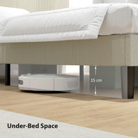 Queen Size Bed Frame with Adjustable Upholstered Headboard Platform Bed Frame Wood Slat Support Noise Free Light Grey