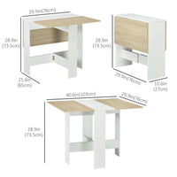 Drop Leaf Dining Table Wood Folding Table Multi-Use Side Table Dining Desk Space Saving Table, White/Oak