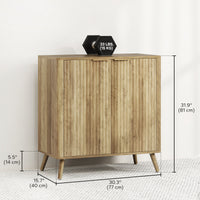 55" Buffet Cabinet, Modern Sideboard with 2 Fluted Doors and Adjustable Shelf for Kitchen, Living Room, White