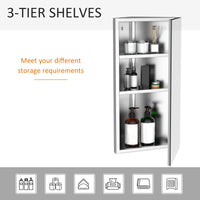 Wall mounted Bathroom Corner Mirror Storage Cabinet Stainless Steel with Single Door