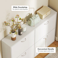 Flip Down Shoe Rack, Multi Cabinet, Wooden Shoe Shelf, Entryway, 4 Drawer Organizer, Freestanding Unit, White