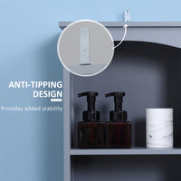 Bathroom Storage Cabinet, Tall Linen Tower with 3-Tier Shelves and Drawer and Door, Grey