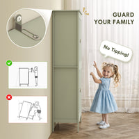 69.5" Tall Kitchen Pantry Storage Cabinet with Motion Sensor LED Light, Modern Kitchen Pantry Cabinet, Green