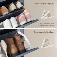 Shoe Storage Cabinet with 4 Flip Drawers, Farmhouse Narrow Shoe Cabinet, Holds Up to 24 Pairs, Blue