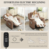 Massage Recliner Chair, Power Recliner with Quiet Brushless Motor, Remote, Pockets, 2 Memory Positions, Brown
