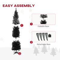7FT Artificial Christmas Tree, Pencil Christmas Tree with Realistic Branches, Stable Stand, Black