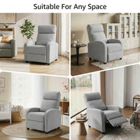 Manual Recliner Sofa Manual Home Theater Seating, Single Linen-Touch Sofa Armchair for Living Room, Light Grey