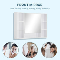 Wall Mounted Medicine Cabinet, 39.25"W x 27.5"H Bathroom Mirror Cabinet with Single Mirrored Door, Shelves and Storage Cupboard, White