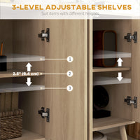 Buffet Cabinet with Storage Modern Fluted Sideboard with Adjustable Shelves Wood Legs for Dining Room Living Room Oak