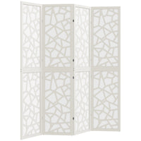 4 Panel Room Divider, 5.6 FT Lightweight Folding Privacy Screen with Geometric Pattern for Living Room, Bedroom, White
