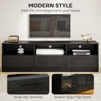 TV Stand with Storage, Modern Entertainment Center with 3 Cabinets and 3 Open Shelves, for TVs up to 85", Black