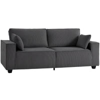 86" 3 Seater Sofa, Modern Corduroy Upholstered Couch, Dark Grey