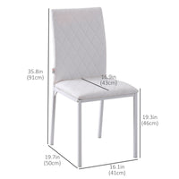 Modern Dining Chairs Set of 4, Upholstered Faux Leather Kitchen Chairs with Rhombic Tufting and Metal Legs for Living Room, White