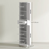 67" Tall Bathroom Cabinet, Narrow Bathroom Storage Cabinet with Drawer, Barn Doors and Adjustable Shelves, White