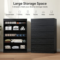 Dresser for Bedroom with 5 Drawers, Modern Chest of Drawers for Living Room, Closet, Hallway, Black
