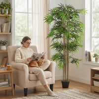 6FT Artificial Bamboo Tree, Fake Plant with 1530 Leaves, Greenery Plant in Nursery Pot for Indoor, Green