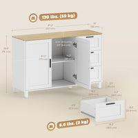 Buffet Cabinet with Soft-Close Doors, Modern Sideboard with 3 Drawers for Living Room, Kitchen, Dining Room, White