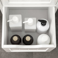 Narrow Bathroom Cabinet with 3 Drawers and 2 Tier Shelf, Tall Cupboard Freestanding Linen Tower, White