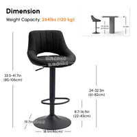 Swivel Bar Stools Set of 2, Linen Upholstered Counter Height Barstools with Round Metal Base