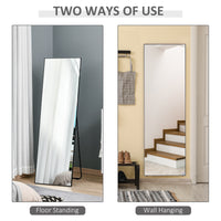 64"x20" Full Length Mirror, Floor Standing, Wall-Mounted or Leaning Against Wall Tall Mirror w/Support Frame, Rectangular Full Body Mirror for Bedroom, Living Room, Black