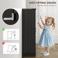 47" Kitchen Pantry Storage Cabinet, Farmhouse Kitchen Pantry Cabinet with Adjustable Shelves and Door Shelves, Black