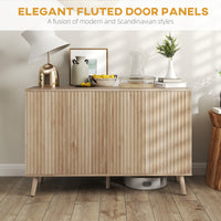 Buffet Cabinet with Storage Modern Fluted Sideboard with Adjustable Shelves Wood Legs for Dining Room Living Room Oak