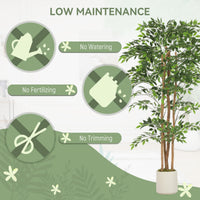 6FT Artificial Banyan Tree Set of 2, Fake Potted Tree with Solid Wood Trunk and Pot for Indoor