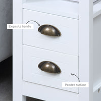 Slim End Table with 2 Drawers and Storage Shelf, Sofa Side Table for Living Room, Narrow Nightstand, White