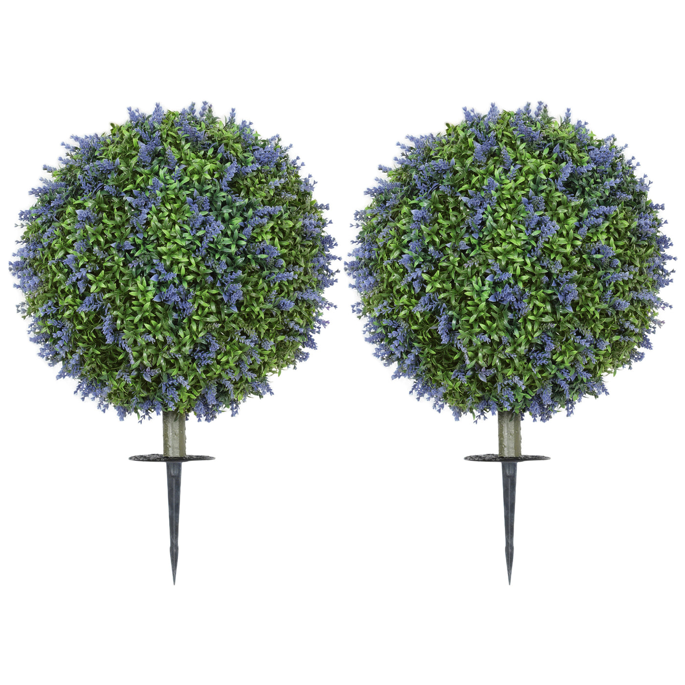 Artificial Plants Faux Lavender Set of 2, UV Protected Fake Plants with Ground Stakes for Indoor Outdoor Decor, Purple