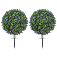 Artificial Plants Faux Lavender Set of 2, UV Protected Fake Plants with Ground Stakes for Indoor Outdoor Decor, Purple