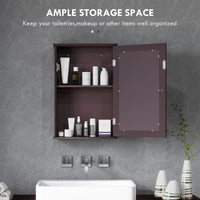 Bathroom Mirror Cabinet, Wall Mounted Medicine Cabinet with Door and Shelves, Dark Brown