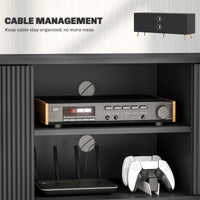 TV Stand with Storage for 55 Inch TV, Modern TV Cabinet with 2 Open Shelves and 2 Cabinets for Living Room, Black