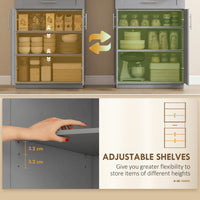 72" Storage Cabinet, Freestanding Kitchen Pantry Cabinet with 4 Doors, Drawer and 3 Adjustable Shelves, Grey