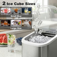 Portable Ice Maker Countertop, Self-Cleaning Ice Machine with 2 Bullet Ice Sizes, Ice Scoop, Silver