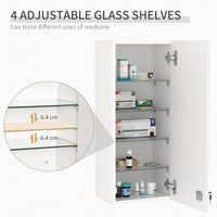 Wall Mount Medicine Cabinet, 5-tier Lockable Bathroom Cabinet with 2 Keys and Adjustable Shelves, White