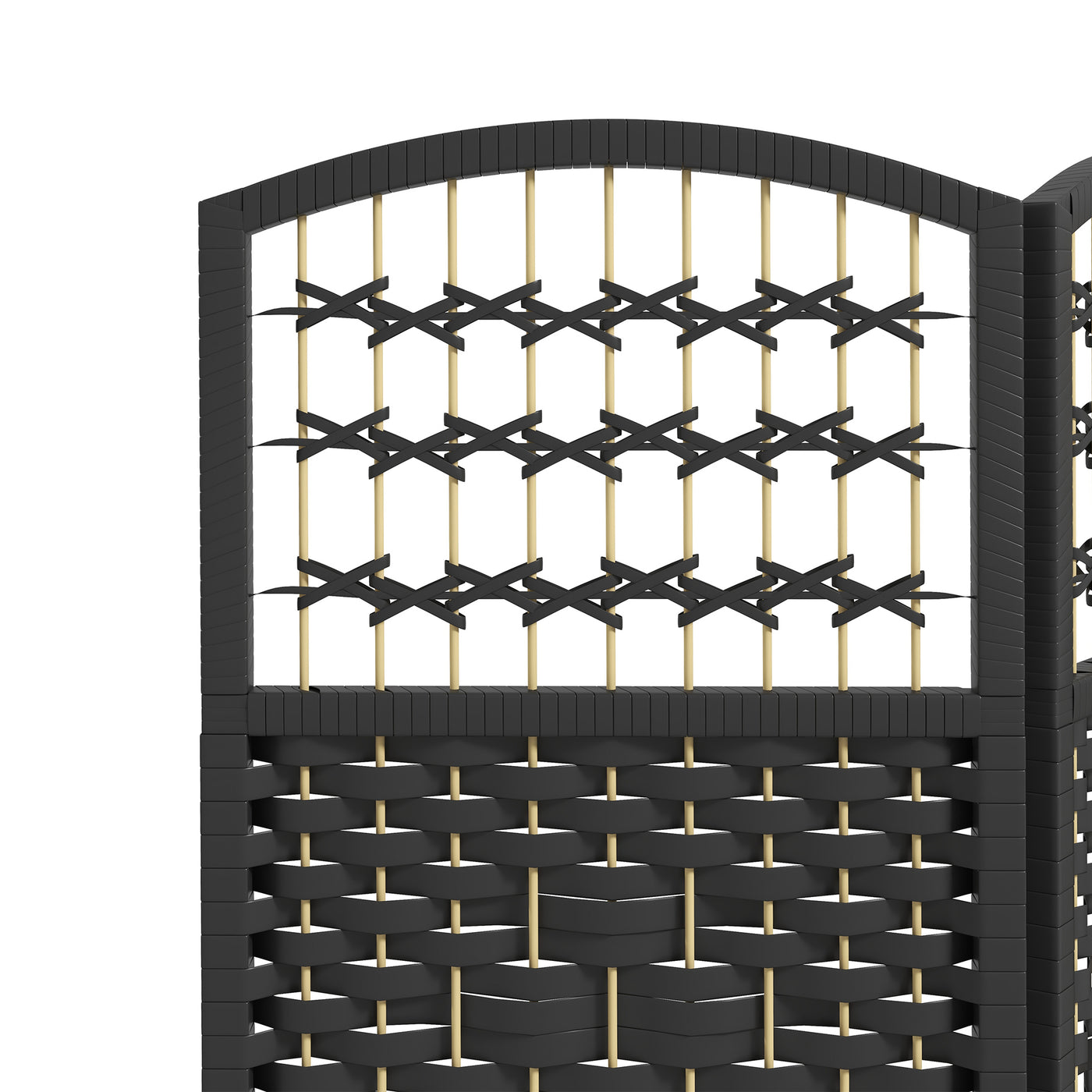 6 Panel Folding Room Divider, Portable Privacy Screen, Wave Fiber Room Partition for Home Office, Black