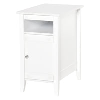 Wooden3-Tier Modern Nightstand with Pullout Shelf, Adjustable Open Shelf, and Door Cabinet, White