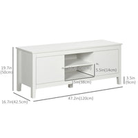 Modern TV Stand for TVs up to 55", TV Bench with Storage Cupboards and Shelves, 47.2" x 16.7" x 19.7", White