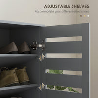 Shoe Storage Cabinet, Shoe Cabinet with 2 Slatted Doors for 15 Pairs of Shoes, Dark Grey