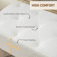 44" Lamb's Wool-Feel Upholstered Bedroom Bench, End of Bed Bench with Thick Padded Cushion and Steel Legs, Cream White