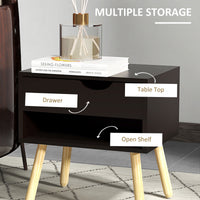 Set of 2 Nightstands with Storage Drawer and Shelf, Modern Bedside Table for Bedroom, Black