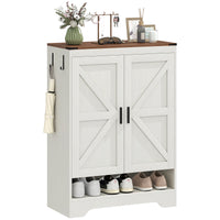 5-Tier Shoe Storage Cabinet for 15 Pairs, Freestanding Farmhouse Shoe Cabinet, White