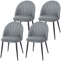 Modern Dining Chairs Set of 4, Upholstered Dining Room Chairs with Metal Legs, Shell Backrest, Padded Seat, Grey