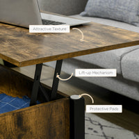 Lift Top Coffee Table, Modern Center Table with Storage Shelves and Hidden Compartment for Living Room, 41" L