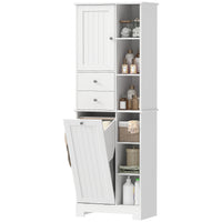 67" Tall Bathroom Storage Cabinet, Slim Bathroom Cabinet with Tilt-Out Laundry Basket, White